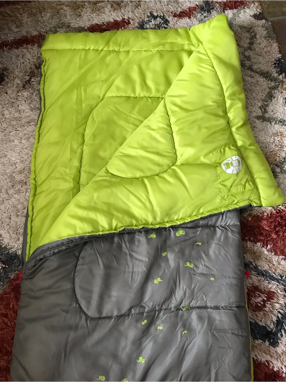 Coleman Gray and Lime Green Kids' Camping Sleeping Bag up to 5 ft